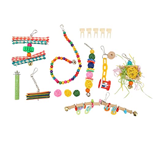 15pcs Vogelkäfiganreicherungs -Set, farbenfrohe Schwungkauspielzeug mit sicheren Farbstoffen für den Spielplatz für Bewegung Futterplatz von Baxnore
