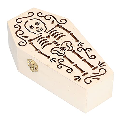 Baxnore 2pcs DIY unvollendete hölzerne sargbox gotische Style Ative Handwerk für Halloween feiern kleine Haustierfuneral Composite Holz 17.7x9.5x4,9 cm (Schädel -Skelett) von Baxnore
