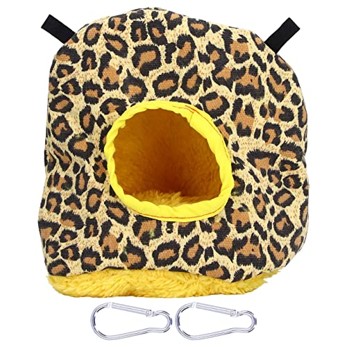 Warmes Vogelhaus runde Form weiche Plüsch sparen Platz einfach saubere Sicherheitspapageien Haus für Vögel Plüschmaterial 17,5 cm 70 g enthalten 2 Haken (Leopardendruck) von Baxnore
