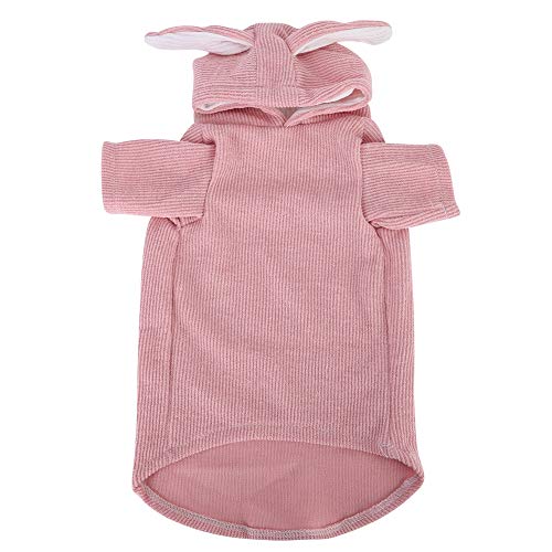 Winterkleidung für Haustiere mit Kaninchenohren und Kapuze, Thermo-gefütterter Katzen- und Hundemantel, warme Kleintierbekleidung mit Stretch-Hals für drinnen und draußen (Rosa) von Baxnore