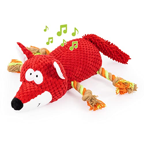 EDUPET 06014AA Hundespielzeug Fuchs Plüschhundespielzeug mit Tau, quietschend von Bayer Design