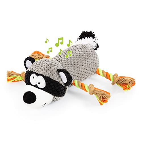 Edupet 06018AA Dog Love Hundespielzeug in Waschbär Design, mit Tau, quietschend von Bayer Design
