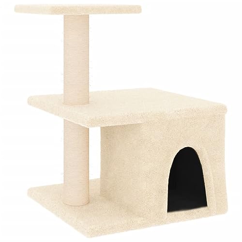 Baziroo Kratzbaum mit Sisal-KratzSäulen 42x34,5x48 cm Creme Cat Scratching Post Katze Scratcher Katzenzubehör Indoor Cat Furniture Sachen für Katzen Cat Interactive Toy Kratzmöbel von Baziroo