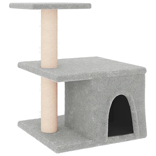 Baziroo Kratzbaum mit Sisal-KratzSäulen 42x34,5x48 cm Hellgrau Katze Scratcher Katzenzubehör Indoor Cat Furniture Sachen für Katzen Cat Interactive Toy Kratzmöbel Cat Scratching Post von Baziroo