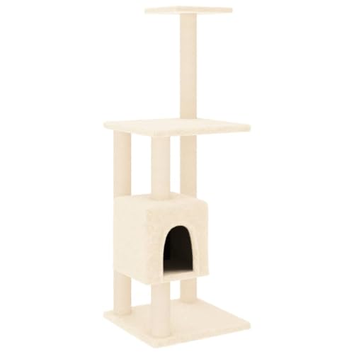 Baziroo Kratzbaum mit Sisal-KratzSäulen 42x42x104 cm Creme Katzenkratzmöbel Sachen für Katzen Kratzmöbel Cat Scratching Post Katze Scratcher Katzenzubehör Indoor Cat Furniture von Baziroo