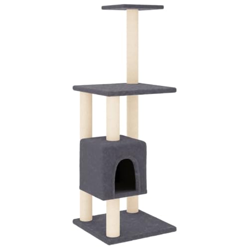 Baziroo Kratzbaum mit Sisal-KratzSäulen 42x42x104 cm Dunkelgrau Kratzmöbel Cat Scratching Post Katze Scratcher Katzenzubehör Indoor Cat Furniture Katzenkratzmöbel Sachen für Katzen von Baziroo