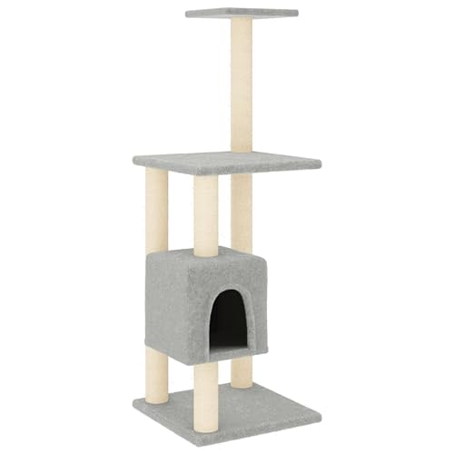 Baziroo Kratzbaum mit Sisal-KratzSäulen 42x42x104 cm Hellgrau Sachen für Katzen Kratzmöbel Cat Scratching Post Katze Scratcher Katzenzubehör Indoor Cat Furniture Katzenkratzmöbel von Baziroo