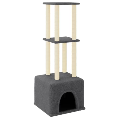 Baziroo Kratzbaum mit Sisal-KratzSäulen 47,5x47,5x133,5 cm Dunkelgrau Cat Scratching Post Cat Scratcher Katzenzubehör Indoor Cat Furniture Sachen für Katzen Cat Interactive Toy Kratzmöbel von Baziroo