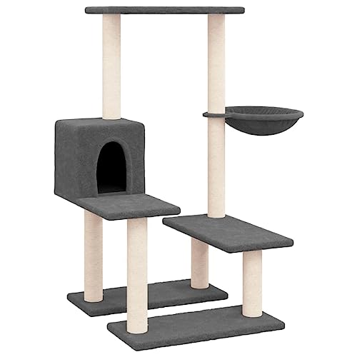 Baziroo Kratzbaum mit Sisal-KratzSäulen 47,5x60x94,5 cm Dunkelgrau Cat Scratching Post Cat Scratcher Katzenzubehör Indoor Cat Furniture Katzenmöbel Sachen für Katzen Cat Toy von Baziroo