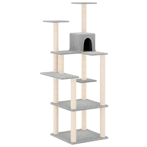 Baziroo Kratzbaum mit Sisal-KratzSäulen 47x47x153 cm Hellgrau Cat Scratcher Katzenzubehör Indoor Cat Furniture Katzenmöbel Sachen für Katzen Cat Toy Cat Scratching Post von Baziroo