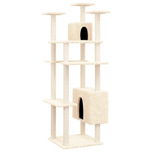 Baziroo Kratzbaum mit Sisal-KratzSäulen 60x73x162 cm Creme Sachen für Katzen Cat Toy Cat Scratching Post Cat Scratcher Katzenzubehör Indoor Cat Furniture Katzenmöbel von Baziroo