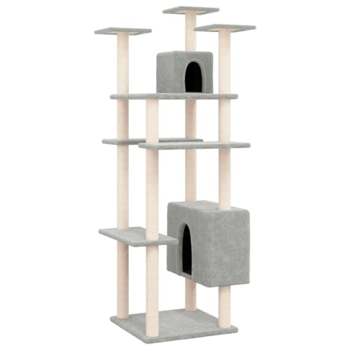 Baziroo Kratzbaum mit Sisal-KratzSäulen 60x73x162 cm Hellgrau Cat Toy Cat Scratching Post Cat Scratcher Katzenzubehör Indoor Cat Furniture Katzenmöbel Sachen für Katzen von Baziroo