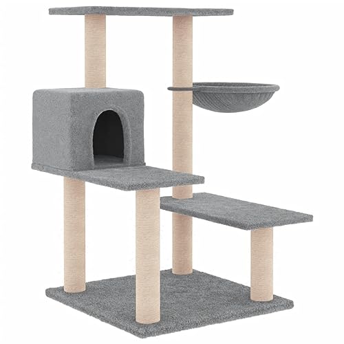 Baziroo Kratzbaum mit Sisal-KratzSäulen 72,5x59,5x82,5 cm Hellgrau Cat Scratching Post Cat Scratcher Katzenzubehör Indoor Cat Furniture Sachen für Katzen Cat Interactive Toy Kratzmöbel von Baziroo