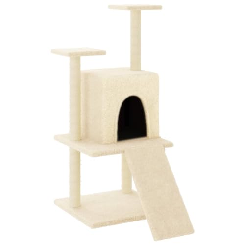 Baziroo Kratzbaum mit Sisal-KratzSäulen 78,5x60x110 cm Creme Sachen für Katzen Cat Interactive Toy Kratzmöbel Katze Scratcher Katzenzubehör Indoor Cat Furniture Katzenmöbel von Baziroo