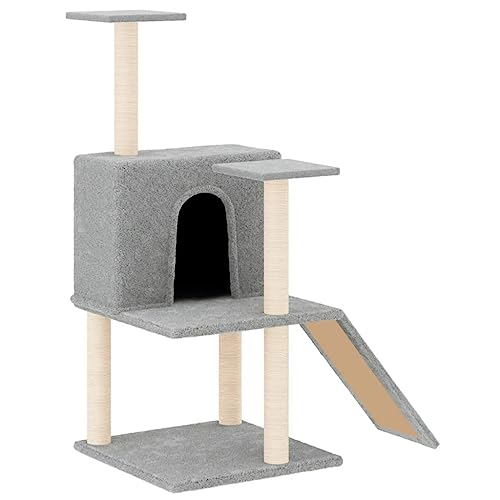 Baziroo Kratzbaum mit Sisal-KratzSäulen 78x47x109 cm Hellgrau Cat Scratching Post Katze Scratcher Katzenzubehör Indoor Cat Furniture Katzenmöbel Cat Toy Kratzmöbel von Baziroo