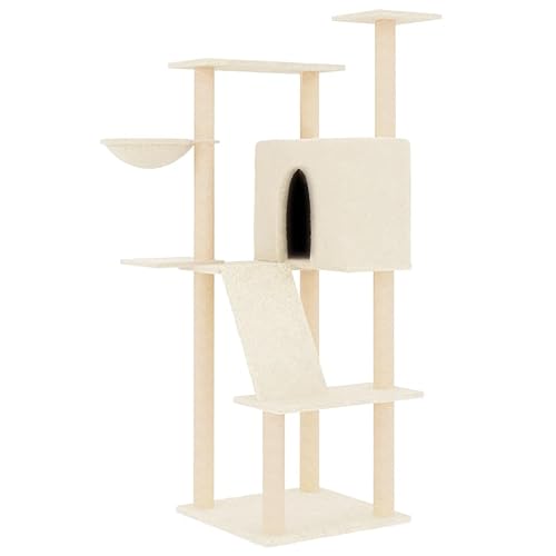 Baziroo Kratzbaum mit Sisal-KratzSäulen 78x73x143 cm Creme Cat Interactive Toy Kratzmöbel Cat Scratching Post Katze Scratcher Katzenzubehör Indoor Cat Furniture Katzenmöbel Sachen für Katzen von Baziroo