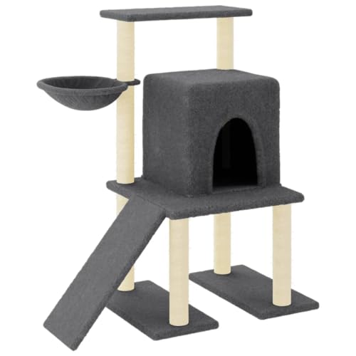 Baziroo Kratzbaum mit Sisal-KratzSäulen 84,5x54x96,5 cm Dunkelgrau Kratzmöbel Cat Scratching Post Cat Scratcher Katzenzubehör Indoor Cat Furniture Sachen für Katzen Cat Interactive Toy von Baziroo