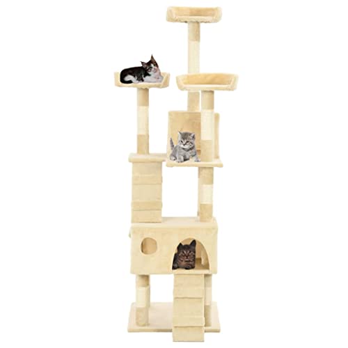 Baziroo Kratzbaum mit Sisal-Säulen 50x50x170 cm Beige Katze Scratcher Katzenzubehör Indoor Cat Furniture Cat Interactive Toy Sachen für Katzen Cat Toy Cat Scratching Post von Baziroo