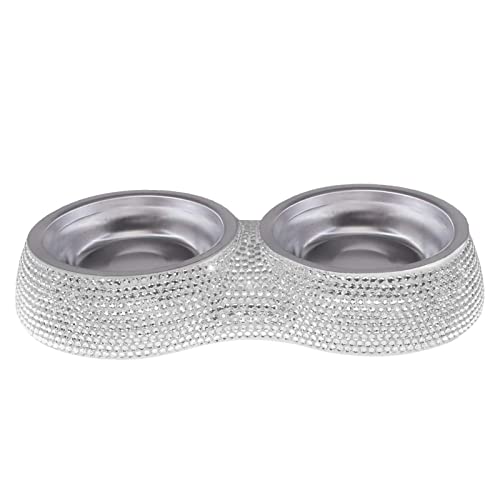 Doppelter Katzennapf, Hundenapf mit glitzernden Strasssteinen, Edelstahl-Hundefutternapf-Set, Rutschfester Basic-Hundefutterspender, doppelte Katzennäpfe mit rostbeständigem für kleine Katzen Doppelter Katzennapf, Hundenapf mit glitzernden Strasssteinen, Edelstahl-Hundefutternapf-Set, Rutschfester Basic-Hundefutterspender, doppelte Katzennäpfe mit rostbeständigem für kleine Katzen von Bbbabeslk