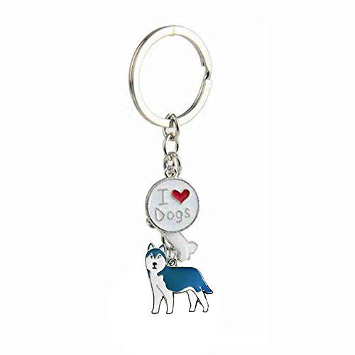 bbeart® Dog Keyring Keychain, Schlüsselanhänger aus kleinem Hundemetall mit Schlüsselbund Keyring Key Tags Car Keyring Pocket Charm Blue Husky von BbearT