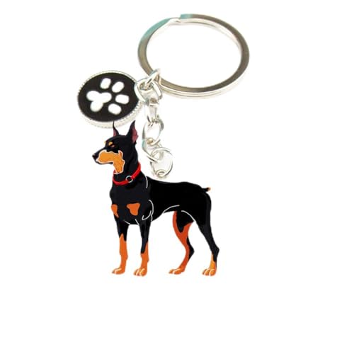 bbeart® Dog Keyring Keychain, Schlüsselanhänger aus kleinem Hundemetall mit Schlüsselbund Keyring Key Tags Car Keyring Pocket Charm Dobermann -B von BbearT
