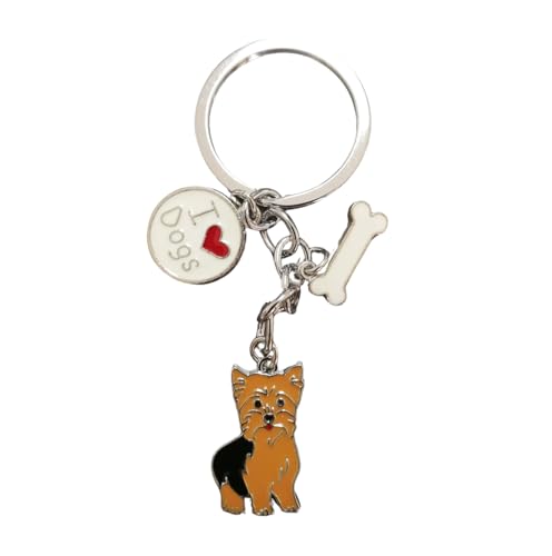 bbeart® Dog Keyring Keychain, Schlüsselanhänger aus kleinem Hundemetall mit Schlüsselbund Keyring Key Tags Car Keyring Pocket Charm Yorkshire A von BbearT