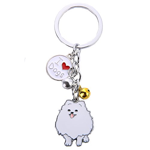 BbearT® Dog Tag Dog Tag Dog Key ring Keychain,Cute Small Dog Puppy ID Tags Metal Dog Keychain Keyring Keyfob Key Tags Car Keyring Bag Charm Birthday (Pomeranian), Weißer Zwergspitz, S von BbearT