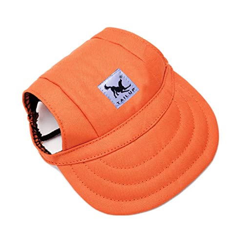 BbearT® Haustier-Hut, Freizeit-Visier, Haustier-Hut, Baseball, Sonnenhut, Sportkappe mit Ohrlöchern und Kinnriemen für kleine Hunde (M, Orange) von BbearT