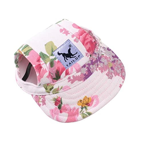 BT Bear Hundehut, lässiges Visier, Baseball-Sonnenkappe mit Ohrlöchern und Kinnriemen für kleine und mittelgroße Hunde (Blume, S) von BbearT