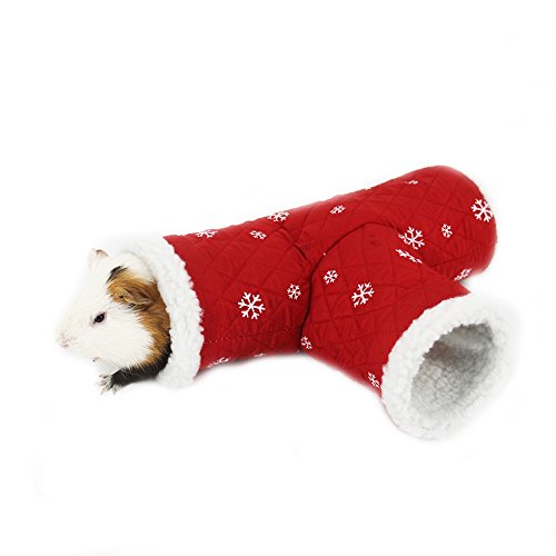 BbearT® Hamsterhaus, Kleintiere Spielspielzeug Hamster Kätzchen kleines Haustier T-Form Tunnel Spielzeug Winter Warm Tunnel Hamster Nest (Weihnachten Rot) von BbearT