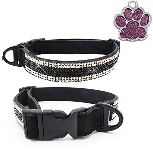 Haustier-Halsband, glitzernd, mit Strasssteinen, weiche, sichere Schnalle, verstellbar, Kristallhalsband für Welpen, kleine Hunde, Katzen (M, Schwarz) von BbearT