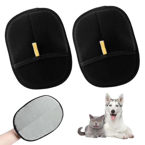 2 Stück Doppelseitige Katzen Pflege Handschuhe, Statische Entfernung Haustier Haar Handschuhe, Haustier Haarentfernung Handschuhe, Wiederverwendbare Haustier Pflege Handschuhe Reinigung und Pflege von BbiuRer