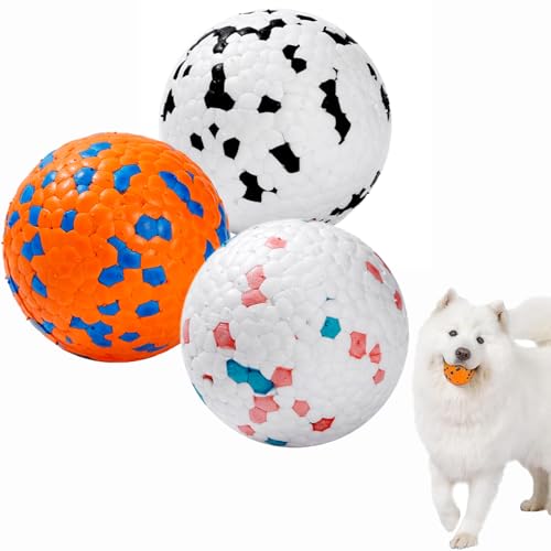 BbiuRer Hundeball Unzerstörbar, 3 Stück Hundespielzeug Ball, Dauerhaftes Hundespielzeug für Große, Mittelgroße und Kleine Hunde, ETPU Material, 45g Gewicht von BbiuRer