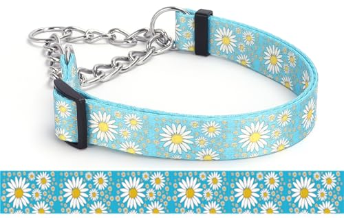 Bbmmayy Martingale Halsband für Hunde, rutschfest, ausbruchsicher, Würgen, kein Ziehen, Gänseblümchen-Druck, weiches Nylon, Trainingshalsband für mittelgroße und große Rassen, Hellblau, Größe M Bbmmayy Martingale Halsband für Hunde, rutschfest, ausbruchsicher, Würgen, kein Ziehen, Gänseblümchen-Druck, weiches Nylon, Trainingshalsband für mittelgroße und große Rassen, Hellblau, Größe M von Bbmmayy