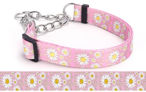 Bbmmayy Martingale Halsband für Hunde, rutschfest, ausbruchsicher, Würgen, kein Ziehen, Gänseblümchen-Druck, weiches Nylon, Trainingshalsband für mittelgroße und große Rassen, Rosa, Größe L Bbmmayy Martingale Halsband für Hunde, rutschfest, ausbruchsicher, Würgen, kein Ziehen, Gänseblümchen-Druck, weiches Nylon, Trainingshalsband für mittelgroße und große Rassen, Rosa, Größe L von Bbmmayy