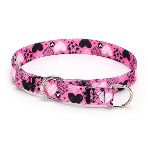 Bbmmayy Martingale-Hundehalsband, kein Ziehen, Schlupfhalsband mit Stop-Ring für kleine, mittelgroße und große Hunde, Liebesherz-Muster (NO3, S) von Bbmmayy