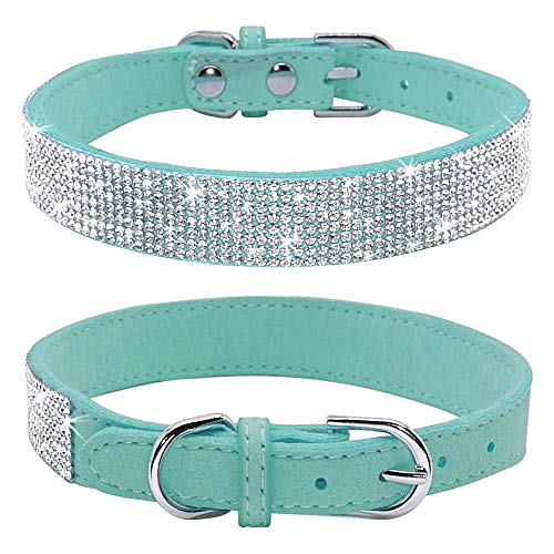Bbmmayy Niedliches Hundehalsband mit glitzernden Strasssteinen, ausgefallener Kristall-Diamant-Glitzer, hübsches Schmuckstein, weiche Katzenhalsbänder für kleine, Kätzchenterrier (XXS, Hellblau) von Bbmmayy