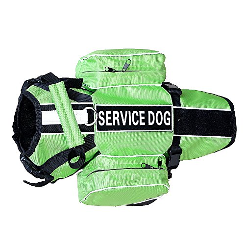 Bbmmayy Service Dog Harness, Saddle Bag Backpack Carrier Outdoor Travel Hiking Camping Harness, Removable Saddle Bags and Patches (Green, M Girth 20-24 inch) von Bbmmayy