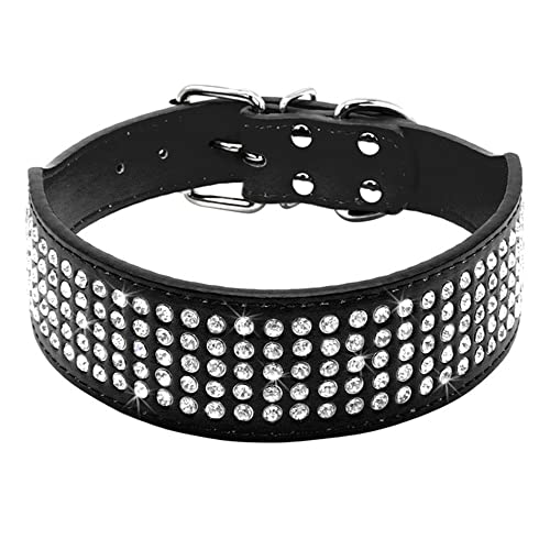 Bbmmayy Strasssteine Hundehalsband, 5.1 cm Breite, volle funkelnde Kristalldiamanten, schillernd, funkelnd, elegant, Hundehalsband für mittelgroße und große Hunde (Medium, Schwarz) von Bbmmayy