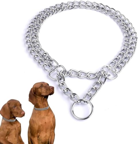 Hundehalsband, Metall, Martingale-Halsband, Anti-Kau-Trainingshalsband, kaufest, rutschfest, verchromt, Doppelglieder, Hundehalsband für kleine, mittelgroße Hunde (Silber, Größe L (Halsumfang 50,8 Hundehalsband, Metall, Martingale-Halsband, Anti-Kau-Trainingshalsband, kaufest, rutschfest, verchromt, Doppelglieder, Hundehalsband für kleine, mittelgroße Hunde (Silber, Größe L (Halsumfang 50,8 von Bbmmayy