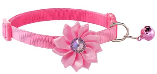 Katzenhalsband mit Glöckchen, Blumendekoration, XS, niedlich, ausgefallenes Welpenhalsband mit Glöckchen, für XXS, XS, kleines Kätzchen, Haustier, Hündinnen, Halsumfang 17,8 - 30,5 cm, Rosa, Katzenhalsband mit Glöckchen, Blumendekoration, XS, niedlich, ausgefallenes Welpenhalsband mit Glöckchen, für XXS, XS, kleines Kätzchen, Haustier, Hündinnen, Halsumfang 17,8 - 30,5 cm, Rosa, von Bbmmayy