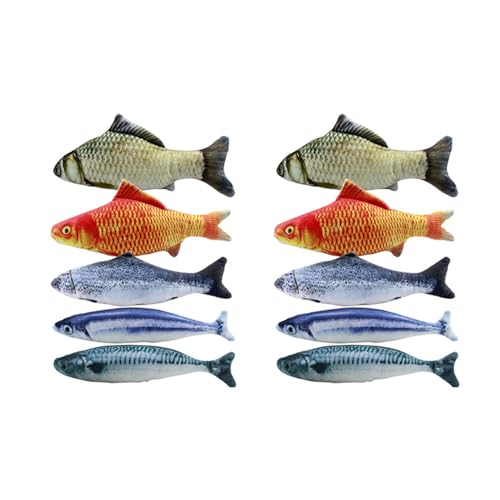 Bcowtte 10 Stücke Katzen Minze Fisch Spielzeug für Katze 20 cm Katzen Spielzeug Katzen Fisch Kissen Katze Katzen Minze Spielzeug von Bcowtte