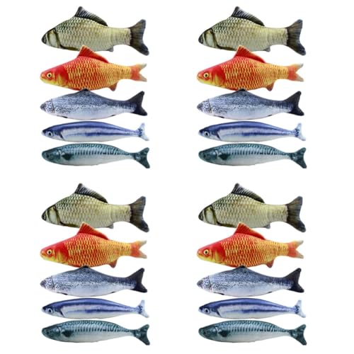 Bcowtte 20 Stücke Katzen Minze Fisch Spielzeug für Katze 20 cm Katzen Spielzeug Katzen Fisch Kissen Katze Katzen Minze Spielzeug von Bcowtte