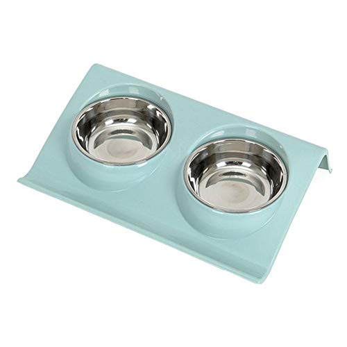 Bcowtte Edelstahl Doppel Haustier Schüsseln Lebensmittel Wasser Feeder Für Hund Welpen Katzen Haustiere Liefert Futter Näpfe Grün von Bcowtte