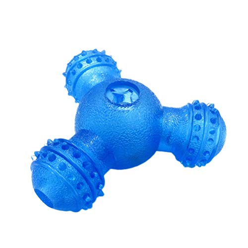 Bcowtte Hunde-Kauspielzeug mit drei Ecken, Leckage, Futter-Trainingswerkzeug, Futterspender, Haustier-Trainingszubehör (blau) von Bcowtte