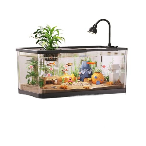 Tank Turtle Tank Starter Kit – Multifunktionaler Lebensraum Mit Bodenentwässerung for Schildkröten, Krabben, Fische, Amphibien Und Reptilien(Schwarz,30.6x18.4x19.6cm) von Bderkz