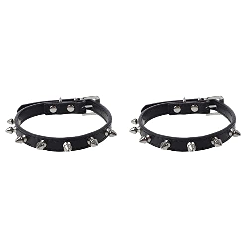 Bdfhjln 2 x Halsband, S, aus PU-Leder, Schwarz, Nieten für Tiere und Hunde von Bdfhjln