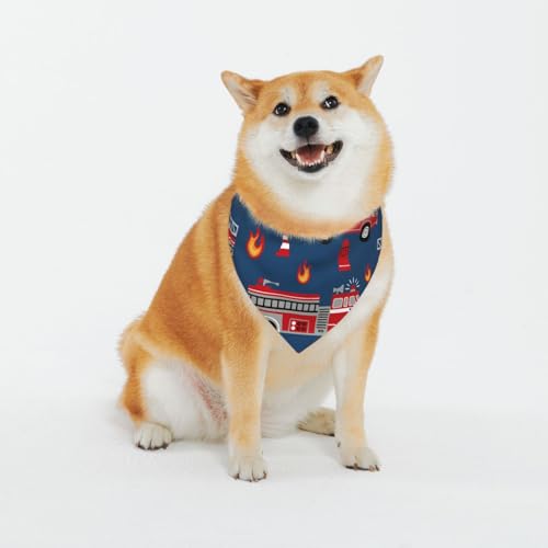 Hundehalstuch, Feuerwehrauto, niedlich, weiche Baumwolle, für Welpen, Katzen, waschbar, tägliches Taschentuch, bequemes Geschenk, verstellbares Zubehör, Größe XL Hundehalstuch, Feuerwehrauto, niedlich, weiche Baumwolle, für Welpen, Katzen, waschbar, tägliches Taschentuch, bequemes Geschenk, verstellbares Zubehör, Größe XL von BdgWKseH