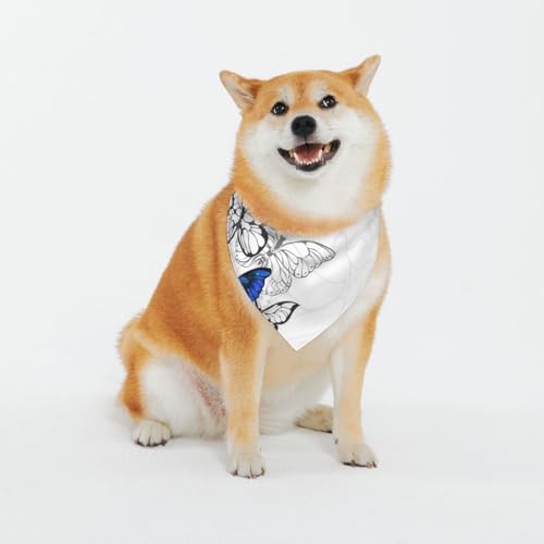 Hundehalstuch, Motiv: blaue Blume, niedlich, weiche Baumwolle, für Welpen, Katzen, waschbar, tägliches Taschentuch, bequemes Geschenk, verstellbares Zubehör, Größe L Hundehalstuch, Motiv: blaue Blume, niedlich, weiche Baumwolle, für Welpen, Katzen, waschbar, tägliches Taschentuch, bequemes Geschenk, verstellbares Zubehör, Größe L von BdgWKseH