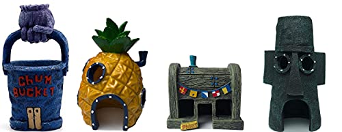 Be Sailed Spongebob Aquarium Dekor Fisch Tank Ornament for Betta(4 Stück) von Be Sailed